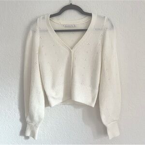 A&F soft white cardigan XS